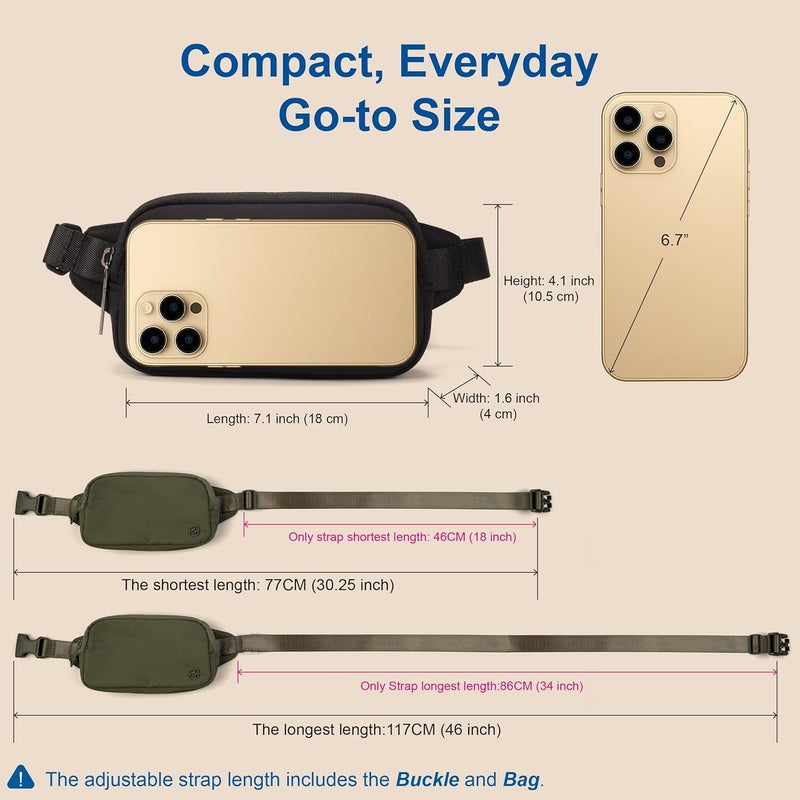 Pander Mini Belt Bag – Ultra Compact, Fits 6.7” Phone, Lipstick, Earbuds, Essentials, Small Crossbody Waist Purse, Grey Sage - Image 4